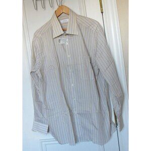 Ermenegildo Zegna Dress Shirt  Long Sleeve Cotton, White/Tan/Yellow, sz.46/18